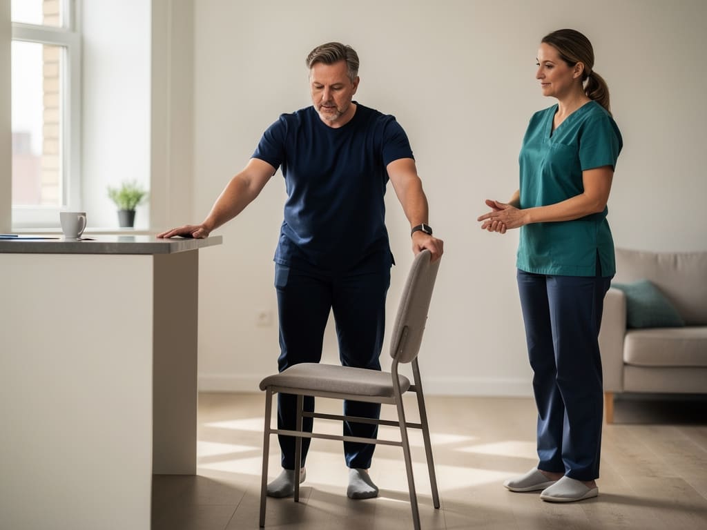 Esercizio assistito per equilibrio e mobilità svolto a casa